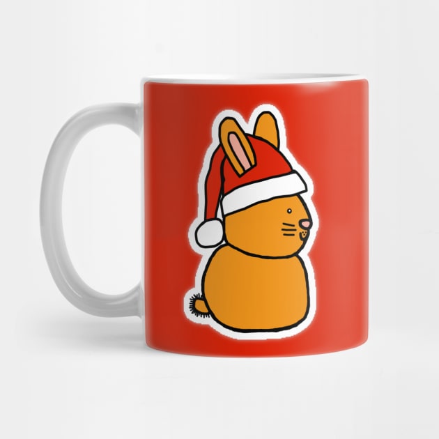 Cute Gold Bunny Wearing a Christmas Santa Hat by ellenhenryart